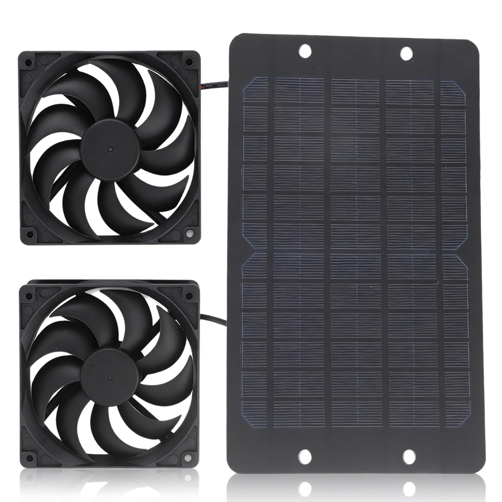 Kit de Ventilador Panel Solar 10W 800mA, Extractor circulación Aire Dual, Equipo ventilación para Exteriores, Ventilador Aire Escape con Cable alimentación 30cm Largo