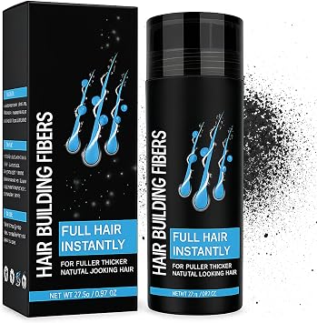 Hair Fibers for Men, Hair Fibres Black, Professional Quality Fiber Hair Powder for Women and Men for Bald Spots & Thinning Hair (Black)