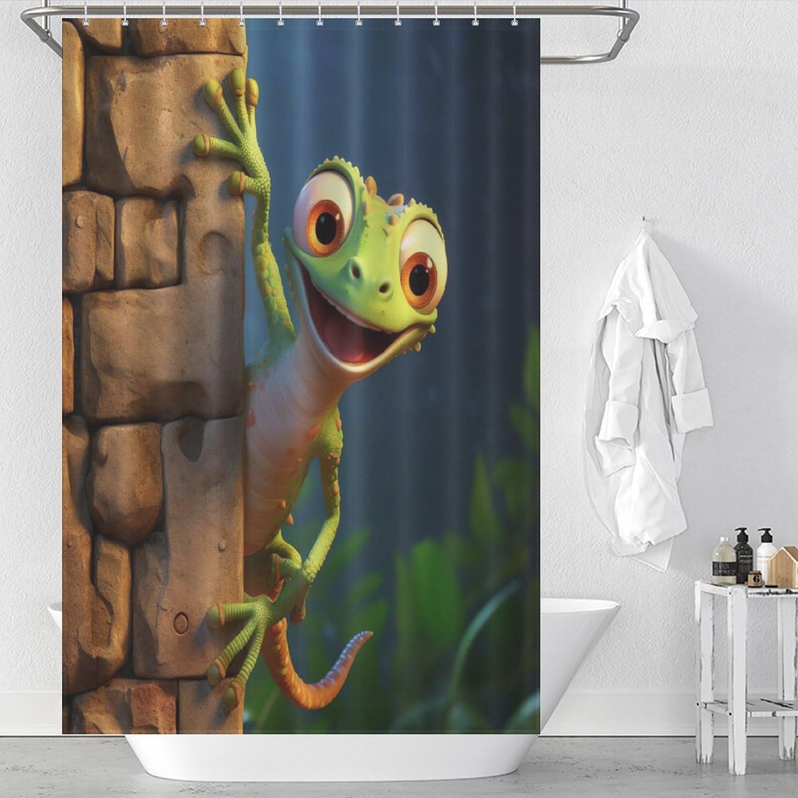 Rideau de douche caméléon en tissu polyester imperméable 122x183cm