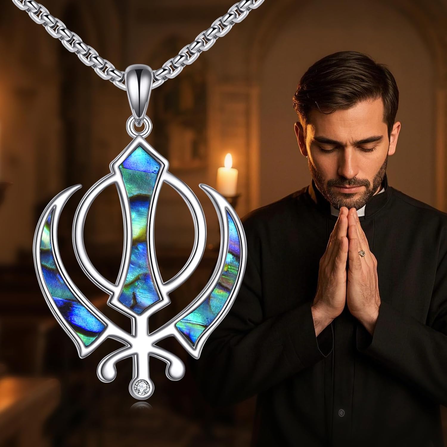 Sikhism Necklace 925 Sterling Silver Khanda Pendant Necklace Sikh Jewelry Gifts for Women