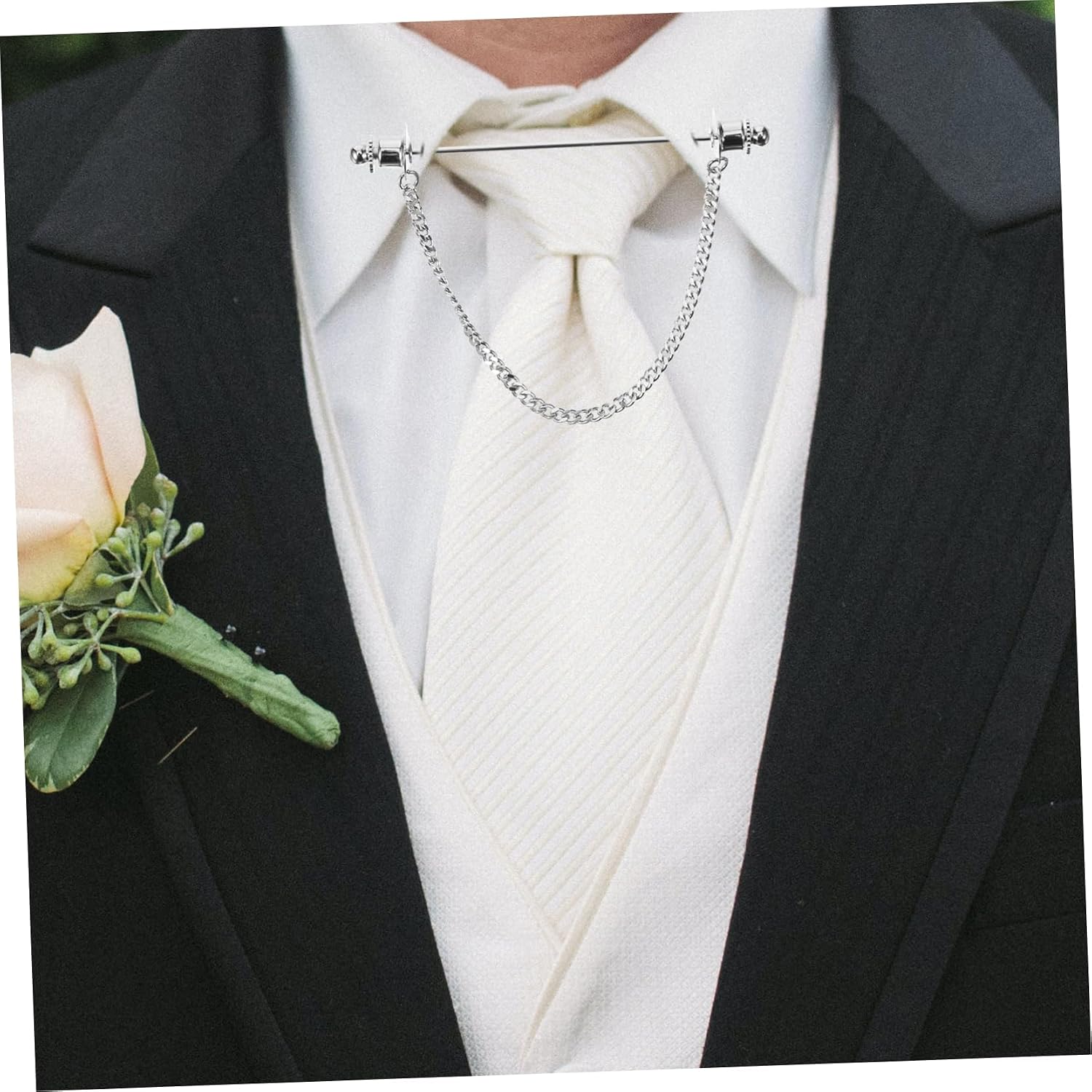 Decorative Collar Bar Pin with Chain for Men Stylish Necktie Pin Brooch for Shirts Unique Design Accessory for Weddings Parties and Formal Events