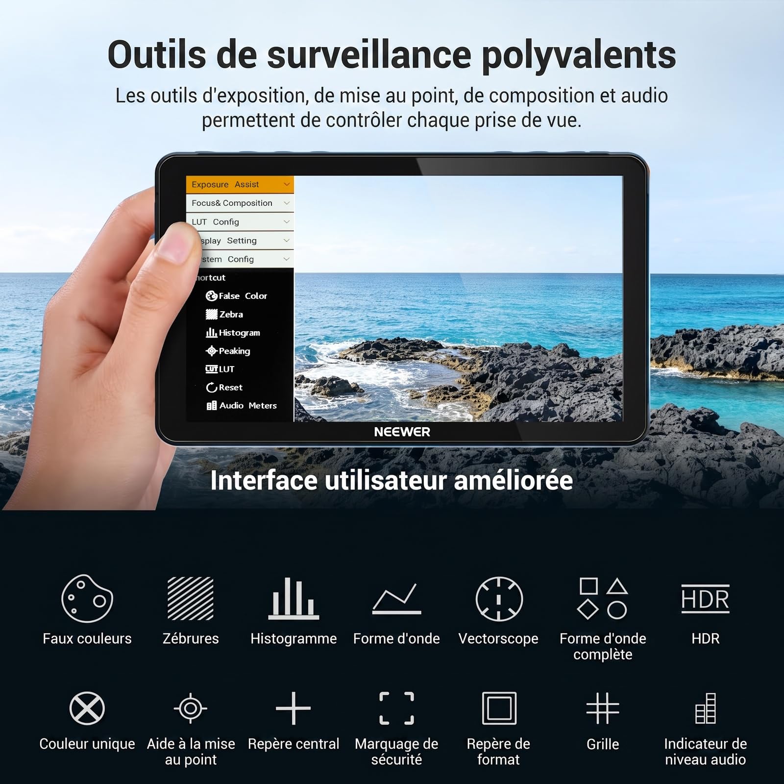 NEEWER F700U 7" Moniteur caméra, écran Tactile OLED 1920x1080 1200 nits