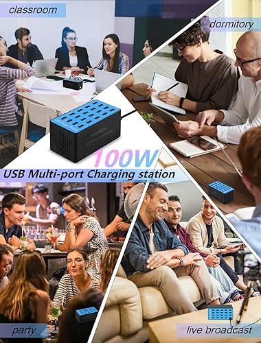 Miniatura 3 de Estación de carga, estación de carga USB 100W20Port, estación de carga USB múltiple, estación de carga para múltiples dispositivos, estación de