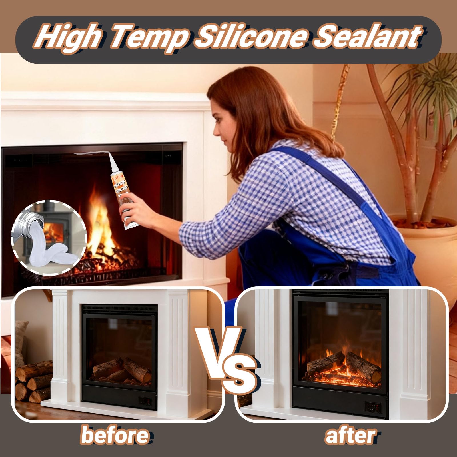 2PCS Silicone Colla Alte Temperature, Trasparente, Resistente All'olio e Facile da Rimuovere, Adatto per Sigillante Alta Temperatura per Stufe, Caminetti, Forni, Caldaie, Forno, Fornelli, Ripiani