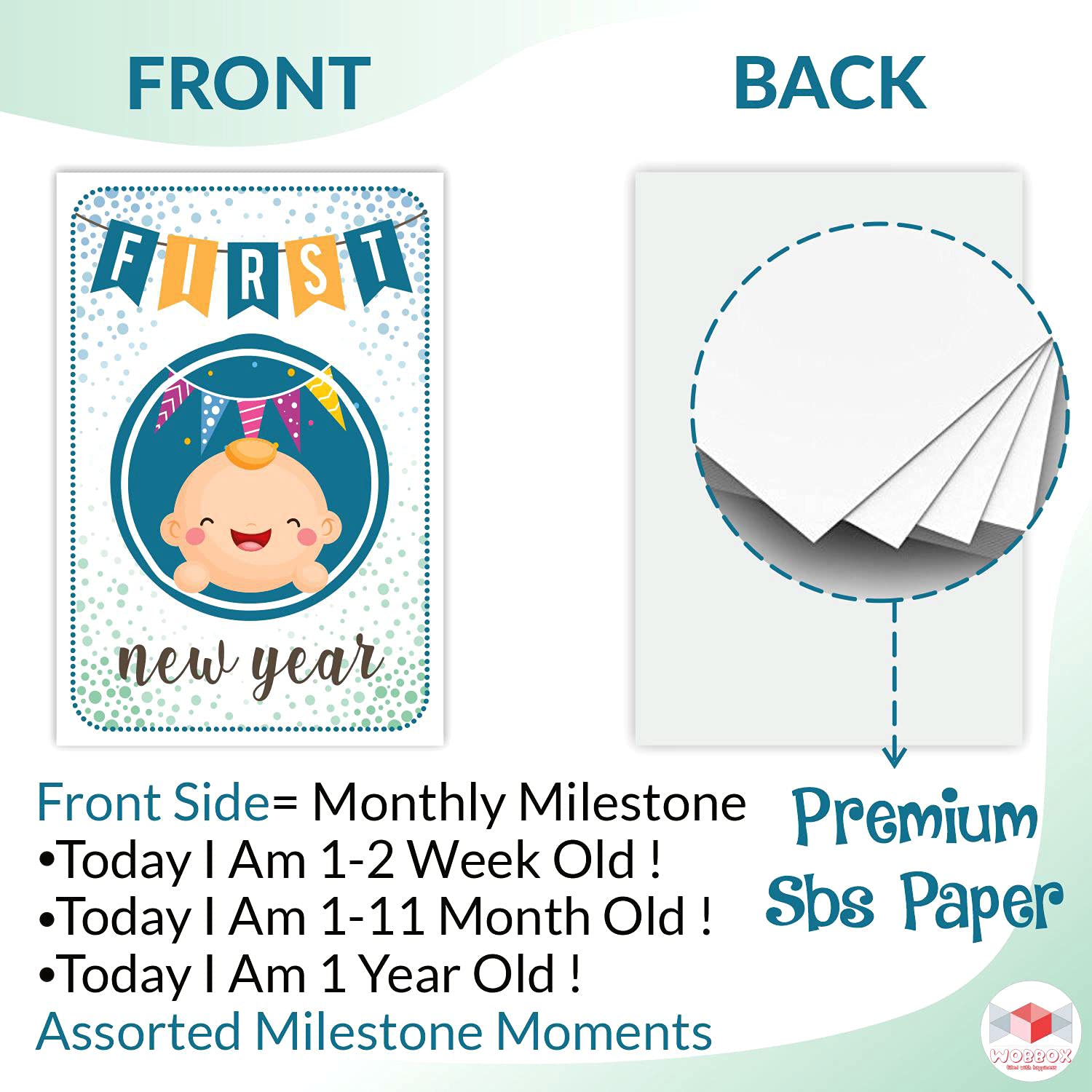 Wobbox Baby Monthly Milestone Card & WOBBOX Baby Monthly Milestone Cards, 35Pcs 2