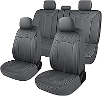 Vista 7 de Juego de fundas de cuero premium para asientos delanteros de coche, fundas impermeables y resistentes a las manchas para automóviles, fundas