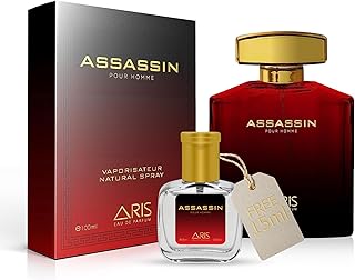 ARIS Assassin Intense Eau de Parfum – Long-Lasting Musk and Wood Fragrance for Men – 100mL Perfume Spray with Bonus 15mL Sample (Randomly Selected)