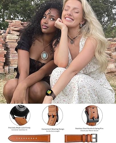 Miniatura 2 de Paquete de 4 correas de cuero para Galaxy Watch 5 Pro de 1.772 in4 Classic de 1.811 in 1.654 in, para mujeres y hombres, correa de reloj de 0.787