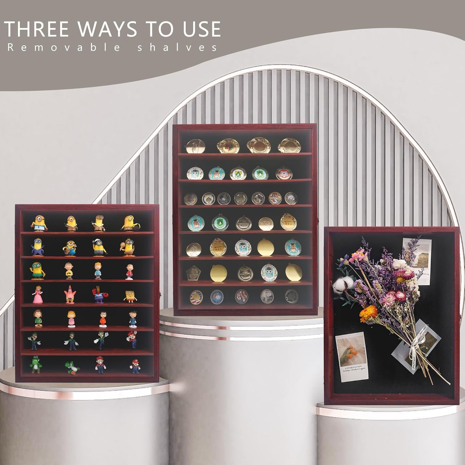GraduationMall Shadow Box Frame with Removable Shelves,16×20 Cherry ...