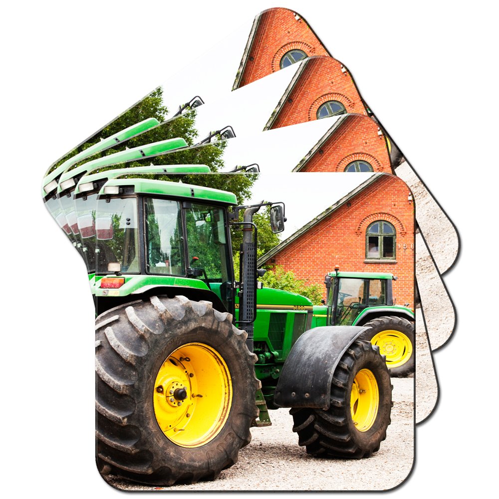 Two Green Tractors Parked Coaster/Pack of Coasters
