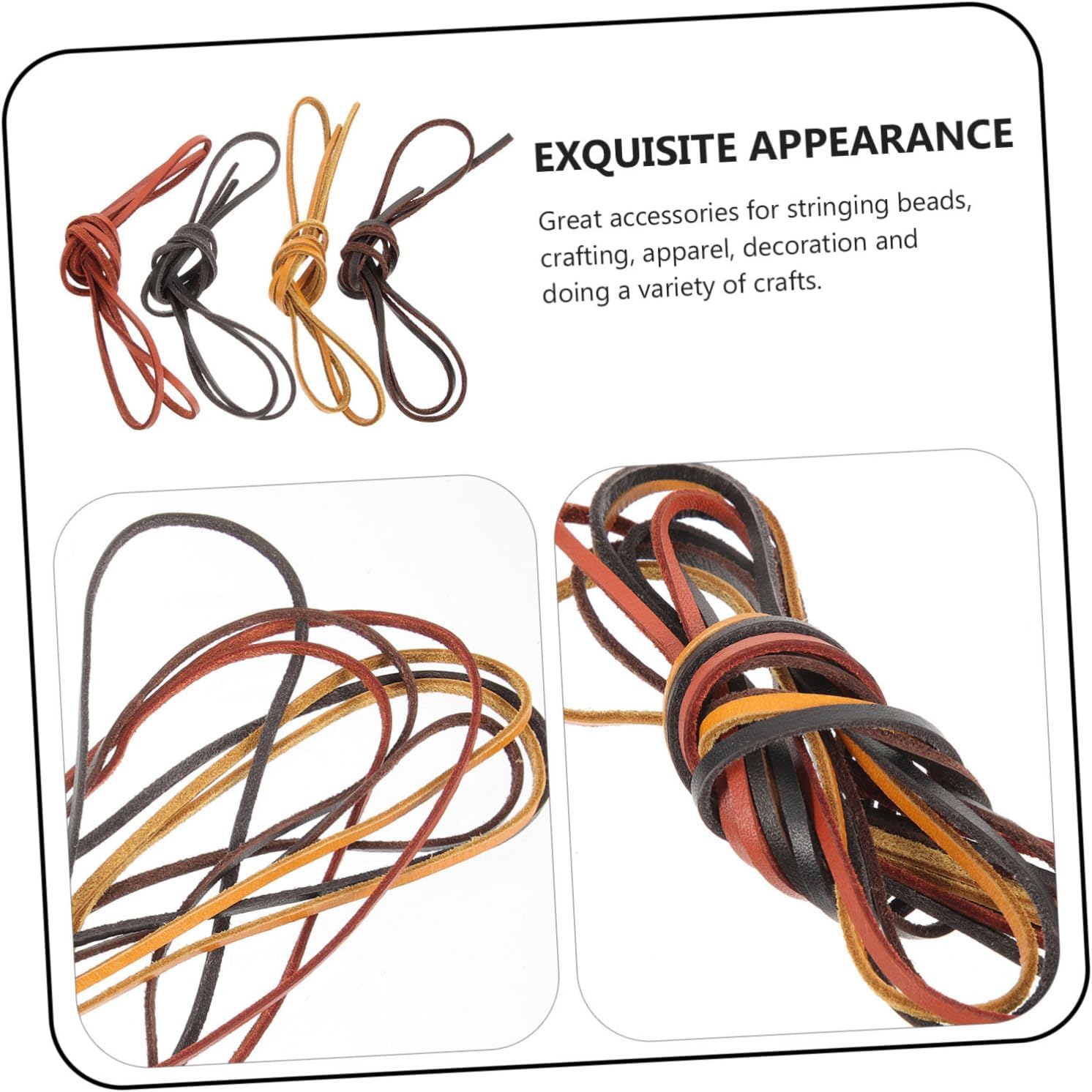 jojofuny 4pcs Leather Cord for Bracelet and Necklace Making Lightweight Wear-Resistant and Versatile Crafting Material