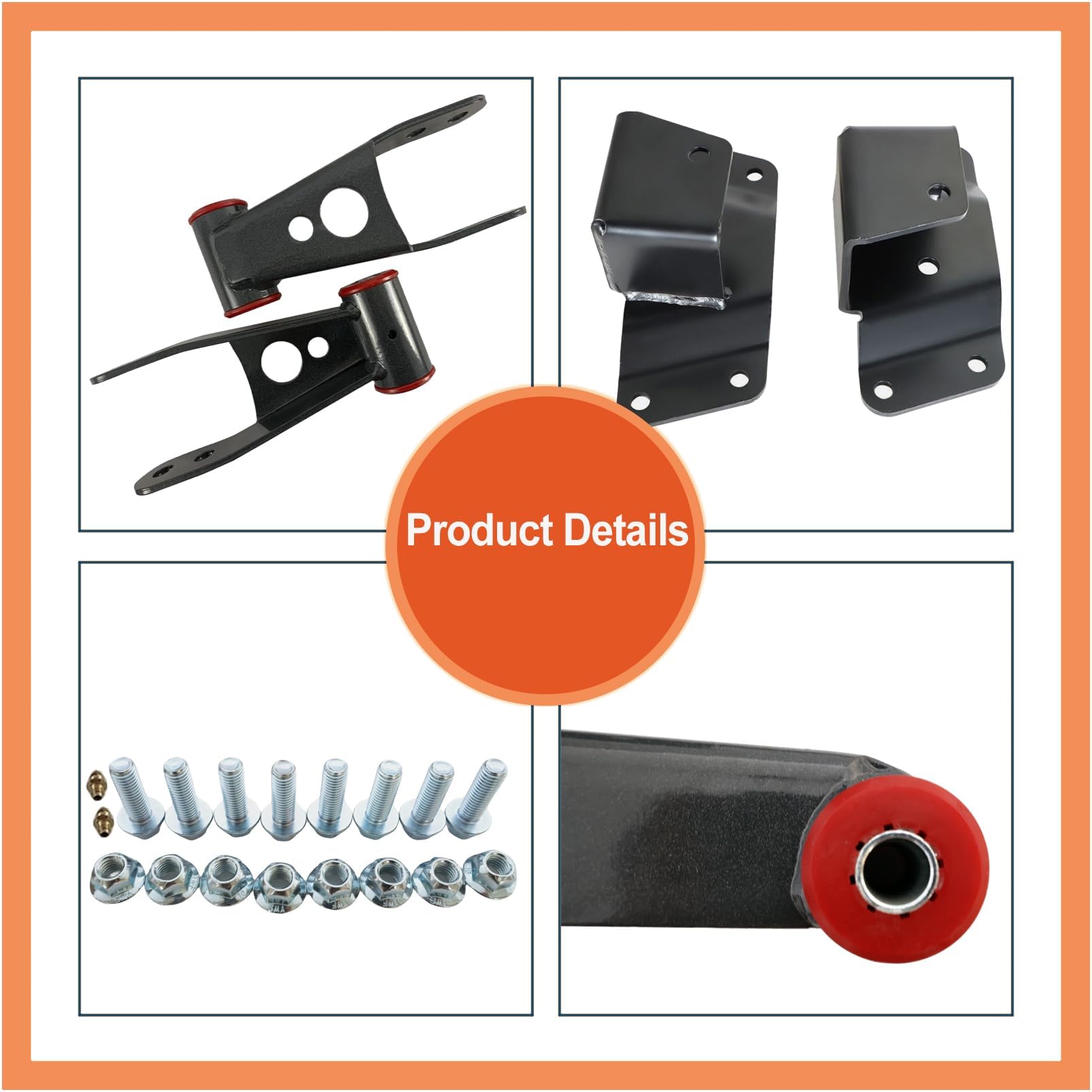 4" Lower Spring Shackle Hangers Kit Compatible With 1988-1998 Chevy