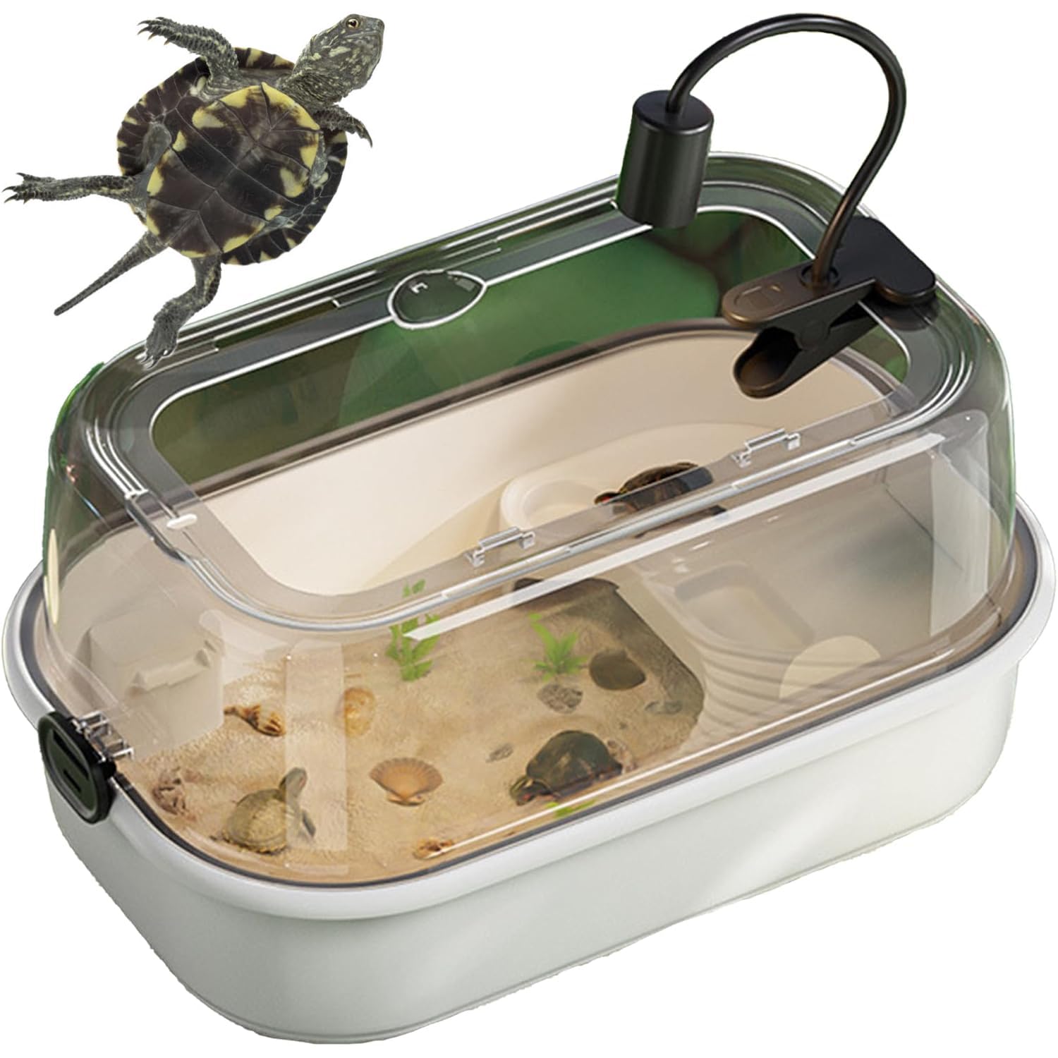 Hábitat Del Acuario De Tortugas, Kit De Tanque De Tortuga Transparente, Con Lámpara De Descanso + Filtro De 3 Capas, Cilindro Ecológico De Tortuga De Plataforma Grande, Para Pequeños Reptiles