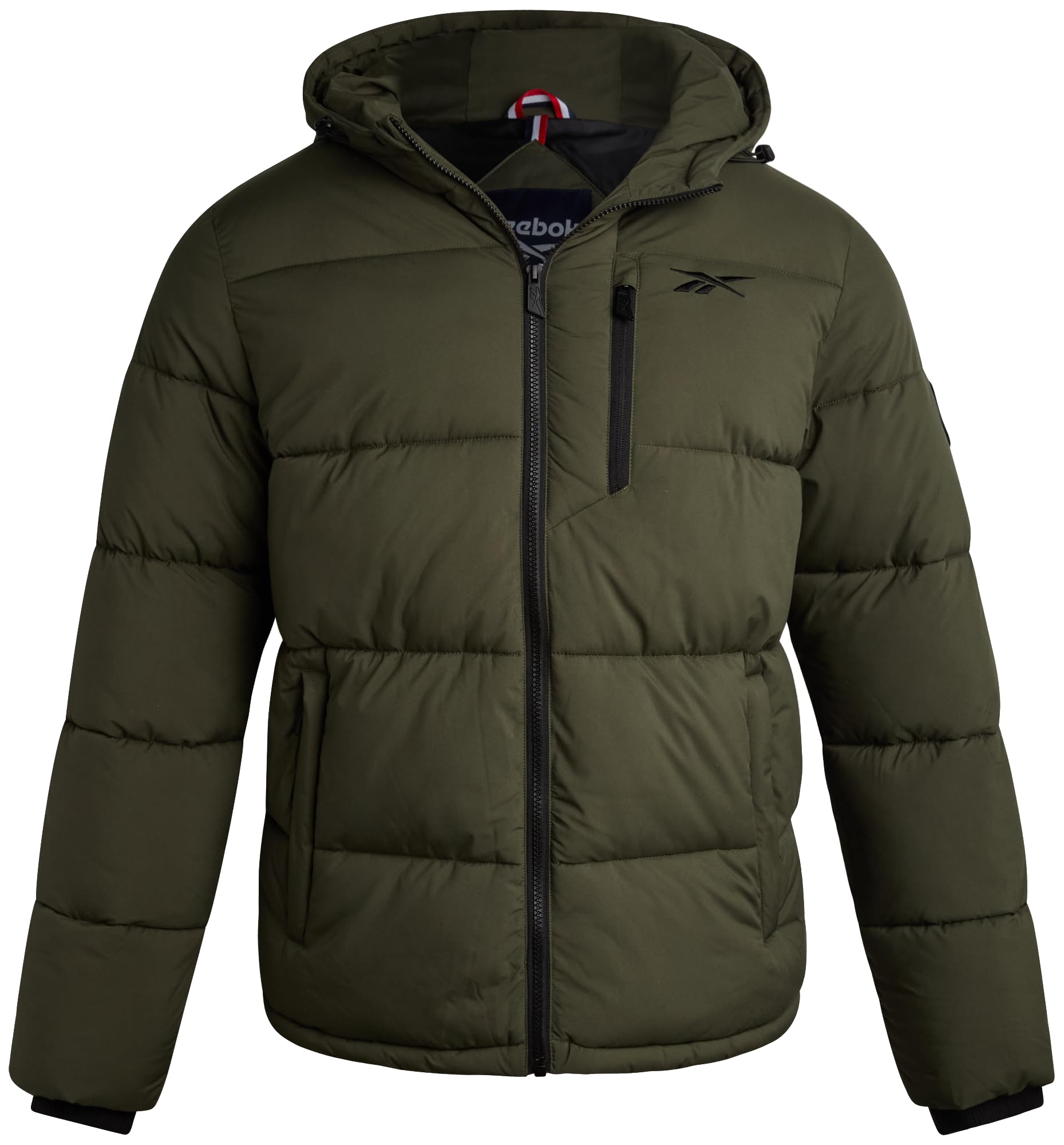 Reebok Mens Jacket - Weather Resistant Winter Jackets for Men Quilted Warm Coat Puffer Jacket with Hood and Pockets