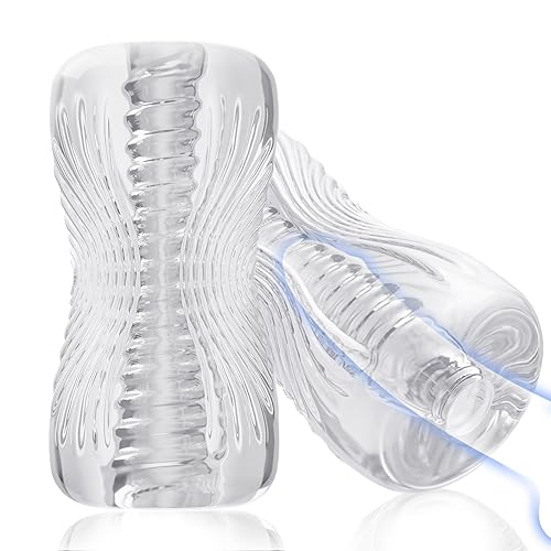 Abanney Male Masturbator Sex Toys - Adult Sex Toy Pocket Pussy, TPE Male Masturbation Sleeve, Penis Training Sex Toy for Men, 3D Realistic Texture Spiral Tunnel Stroker, Couple Sex Toys & Game (Clear) - Clear