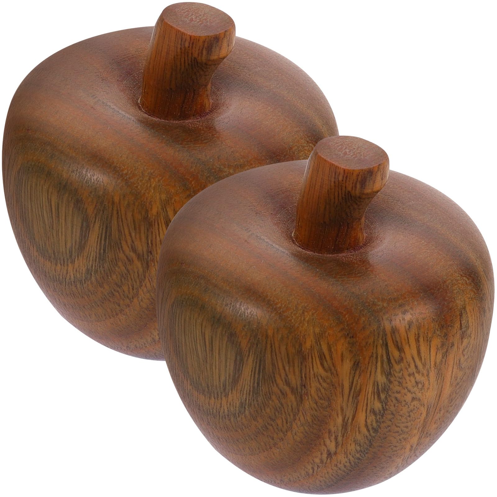 DECORNIJIA 2Pcs Sandalwood Apple Decoration Figurines Realistic Small Wood Fruit Ornaments for Desktop and Home Display 1.57X1.57X1.77In