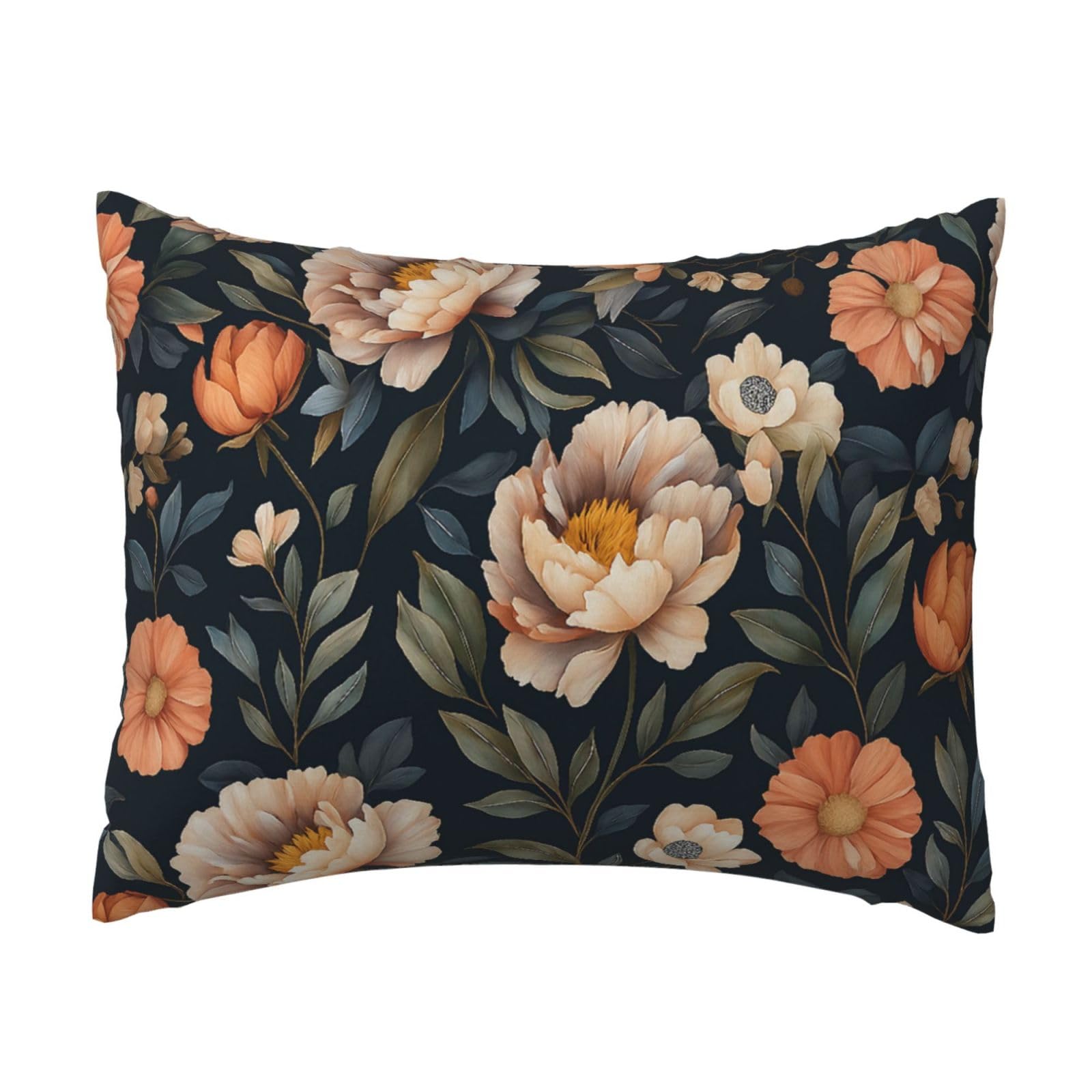 Vintage Peony Pillowcase Soft Plush with Zipper Decorative Pillowcovers 16x20 in