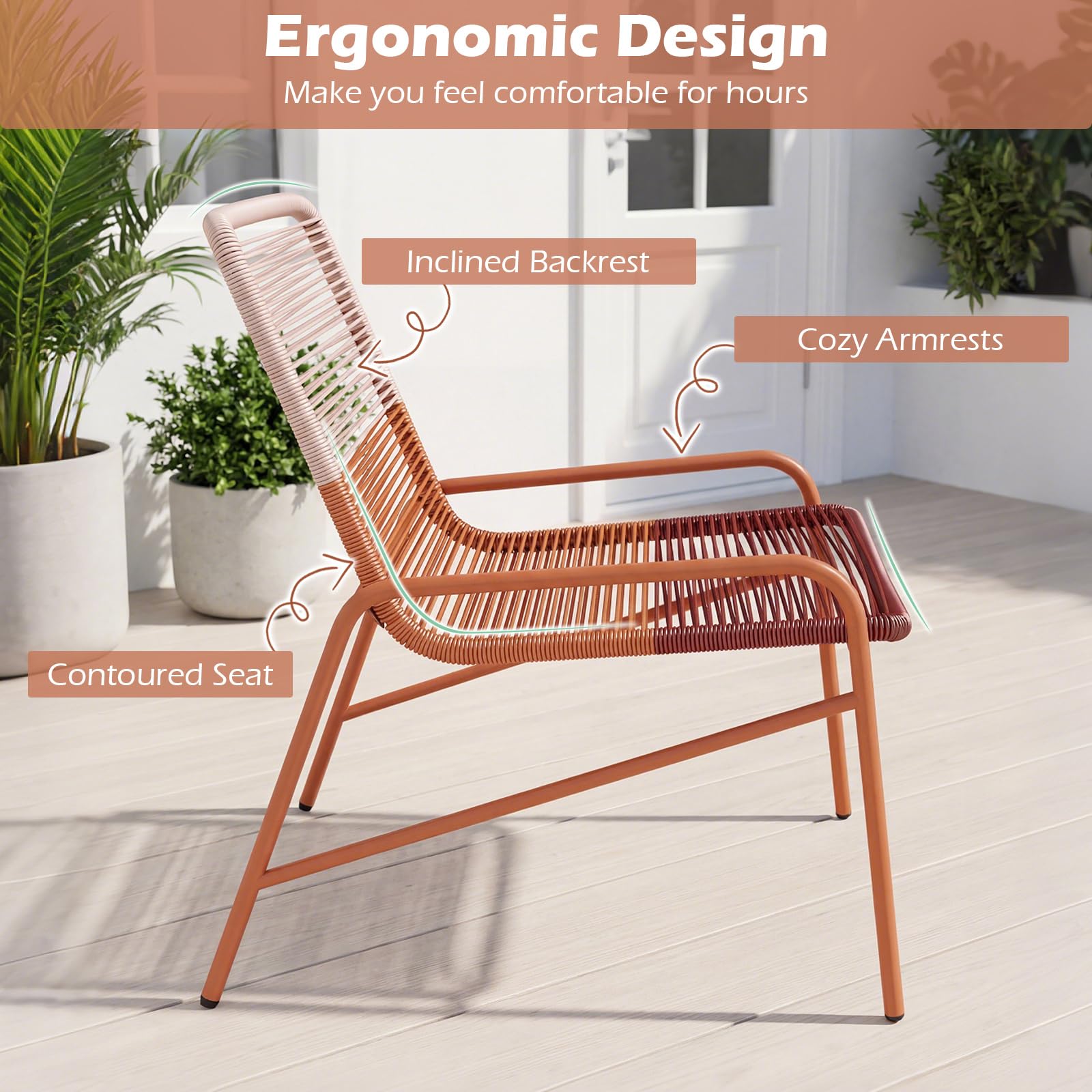 GIANTEX Set di mobili da giardino in rattan, per balcone, piccolo balcone, set di 2 sedie con tavolo, mobili da balcone per 2 persone, mobili da terrazza per esterni, set di mobili da giardino