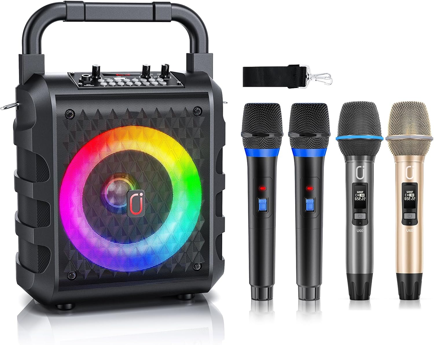 JAUYXIAN T18T Karaoke Machine with 4 Wireless Microphones