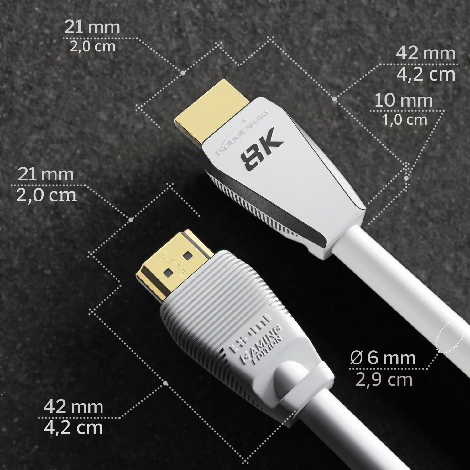 KabelDirekt – Cavo 10K & 8K HDMI 2.1b Ultra Edition per le massime prestazioni – 1 m (Ultra High Speed, 8K@60Hz/4K@144Hz, compatibile con PC/Gaming/PS5/Xbox, certificato HDMI, bianco)