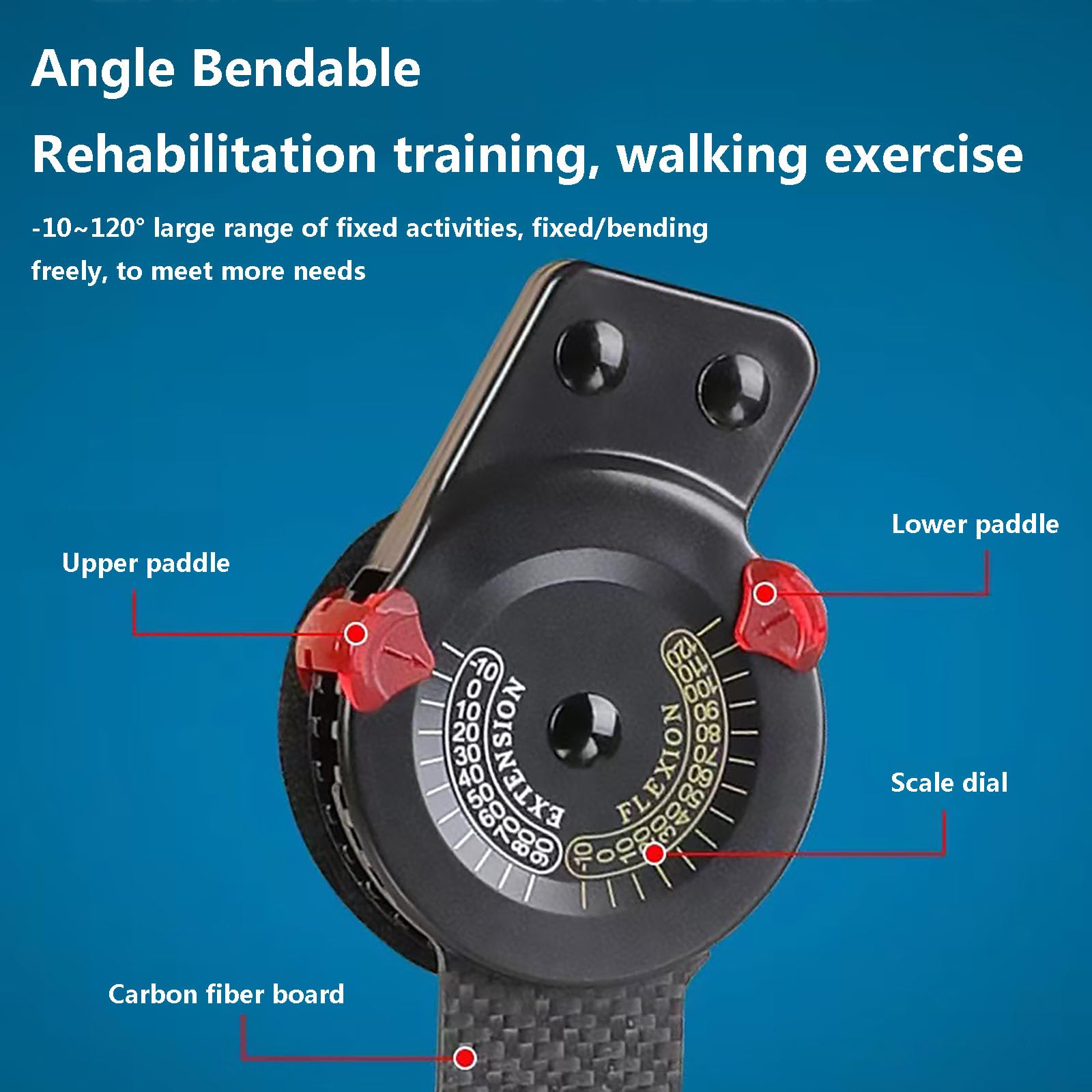 HAILM Rodillera con Bisagras, Fibra Carbono Liviana, Curvada Ángulo Ajustable, Órtesis Soporte Rodilla, para Estabilización Recuperación, Lesiones ACL, MCL, PCL, Mujeres y Hombres