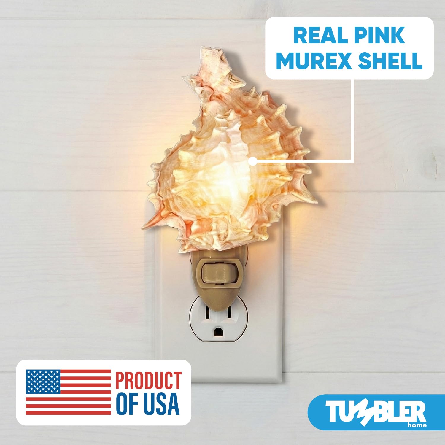Tumbler Home Shell Night Light, Seashell Nightlight for Bathroom