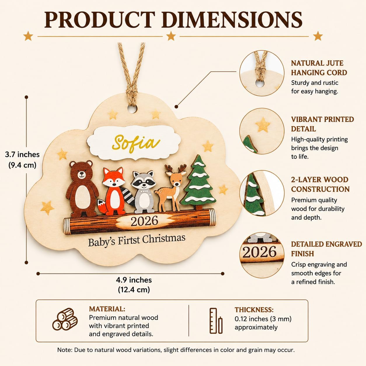 Baby's First Christmas Ornament, Personalized New Baby Ornaments 2026 image 3