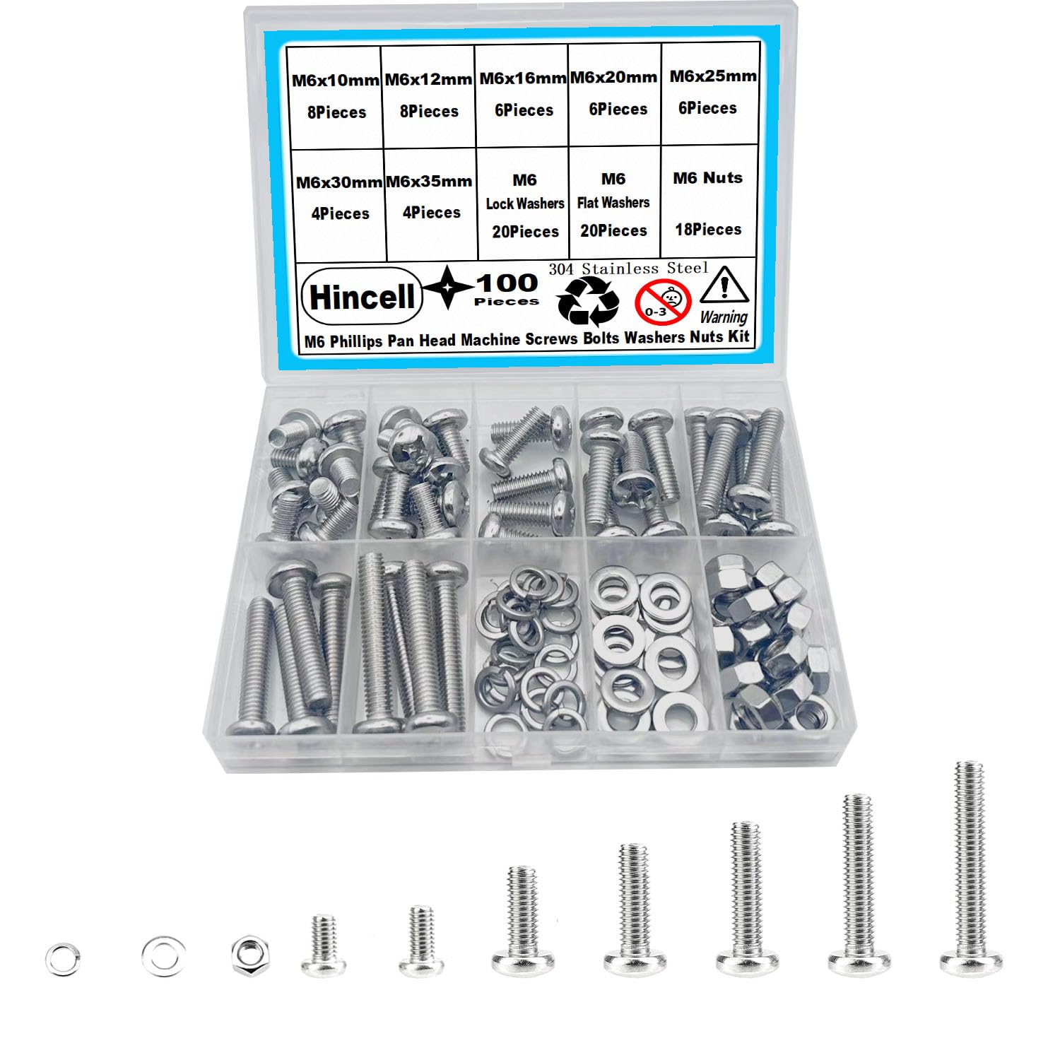 540pcs M3 Stainless Steel Screws, Nuts & Washers Kit -9 540pcs M3 Stainless Steel Screws, Nuts & Washers Kit -9