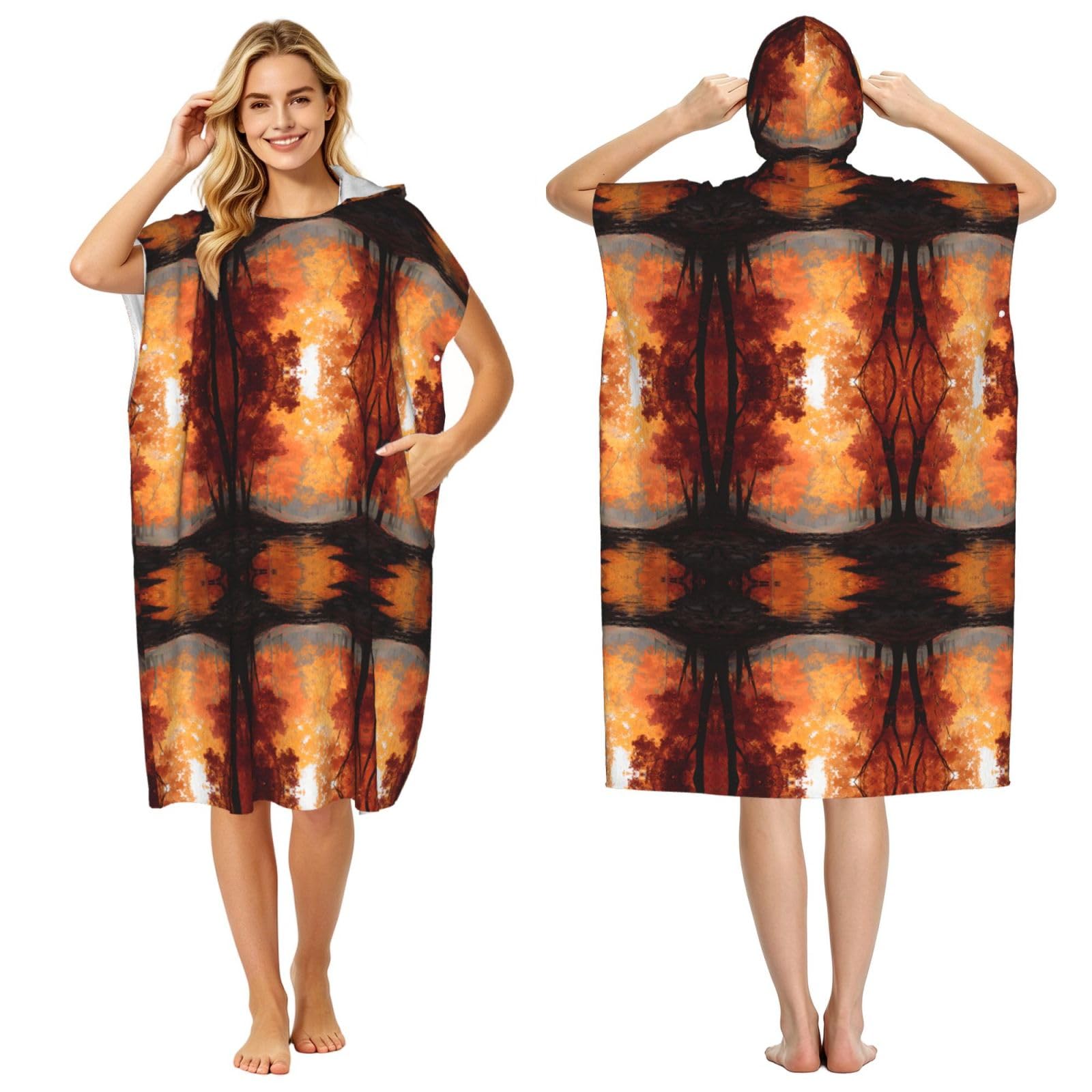Poncho de bain léger d'été pour le surf et la natation avec motif forêt