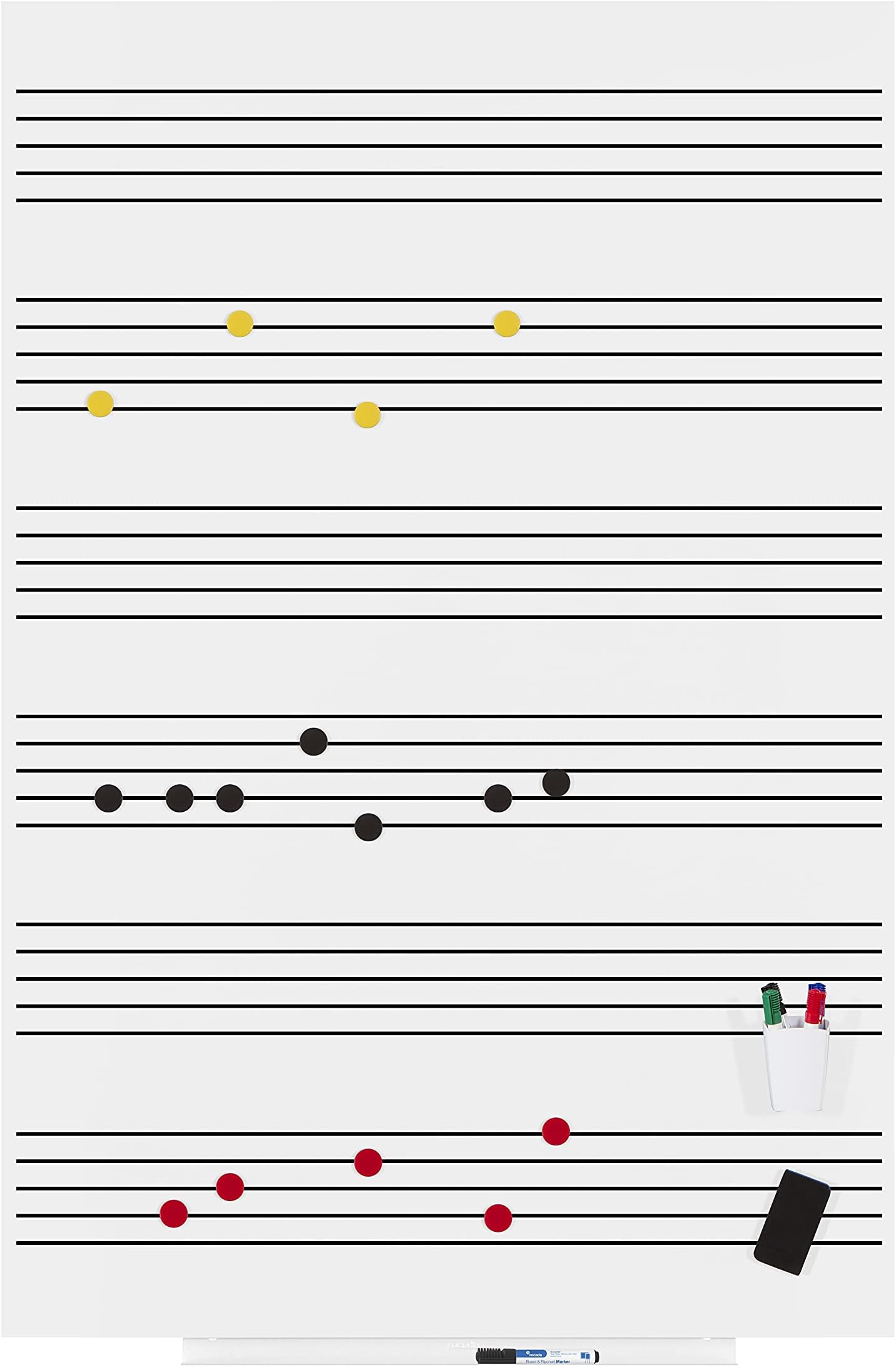 Rocada Visualline Skin Magnetic Dry Erase Board with Music Staff Lines, 39.5 x 59 Inches, White (6421RM)