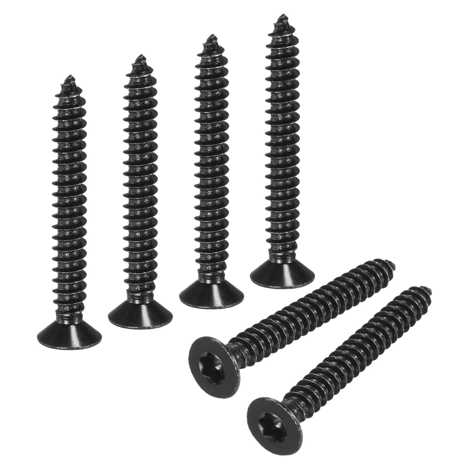 M METERXITY 100 Pack Torx Screws, M5 x 40mm Flat Head Wood Screw 304 Stainless Steel Full Threaded Countersunk Self Tapping Star Sheet Metal Bolts for Wood/Furniture [Black] — image 1