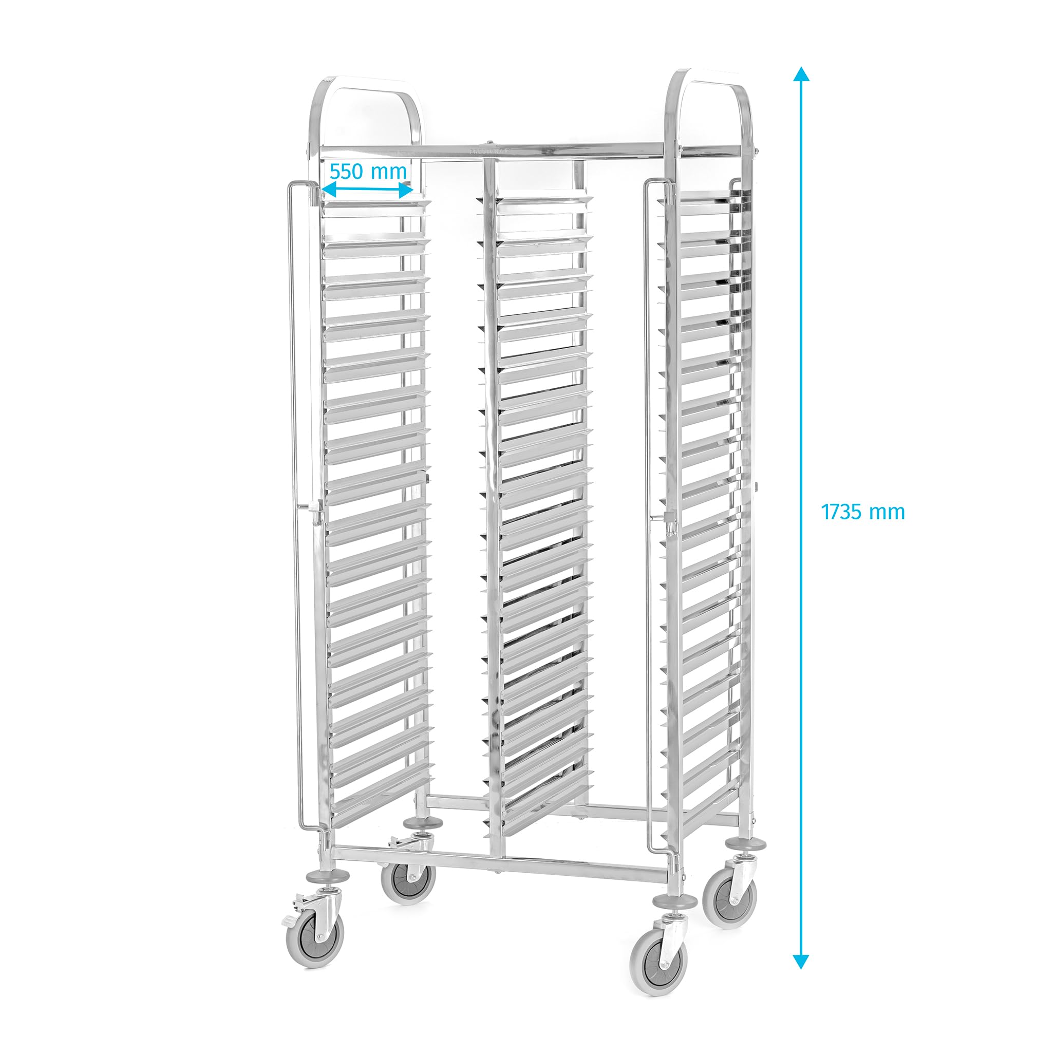 TECHNICA Prestona Edelstahl Transportwagen 32xGN 1/1 - Gastronormwagen 550x740x1735 mm - Wagen - Tablettwagen - Regalwagen - Einschübe Gastro - Rollbehälter - Servier Trolley - Profi Catering Lager