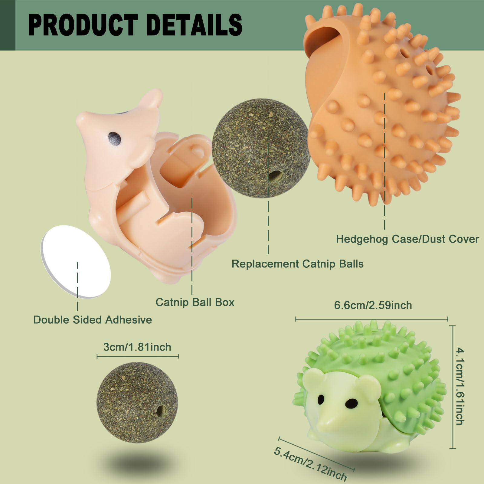Pallina Erba Gatta Giochi per Gatti Catnip Ball Girevole Adesiva Naturali Palline Erba Gatta Ruotabile a 360° per Gatti da Leccare con Auto Massaggio Spazzola Gatti (3 Pcs)