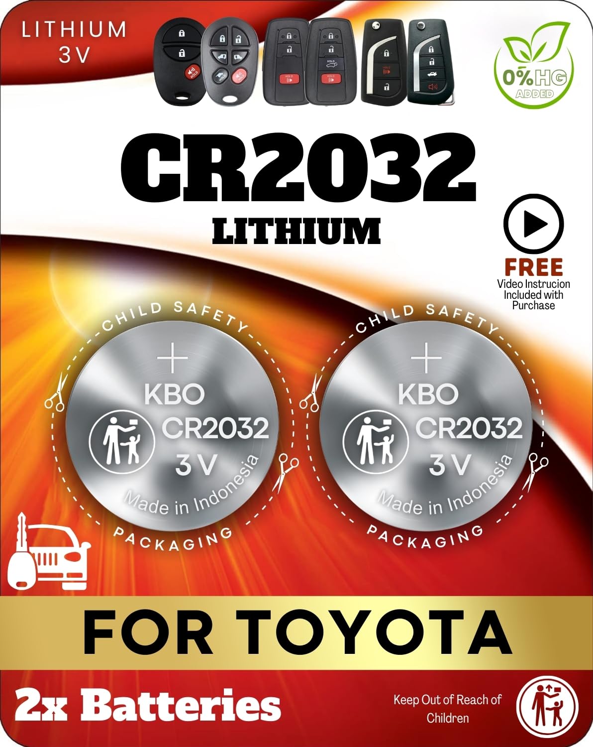 Toyota Key Fob Battery Replacement Kit - CR2032 3V Lithium Batteries (2-Pack) - OEM-Quality for RAV4, Highlander, Camry, Corolla, Prius & More - Easy Install