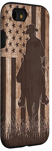 Vista 3 de iPhone SE (2020) / 7 / 8 Cowboy Rodeo Caballo de madera Patriótica Americana Bandera Cowboys Estuche de regalo