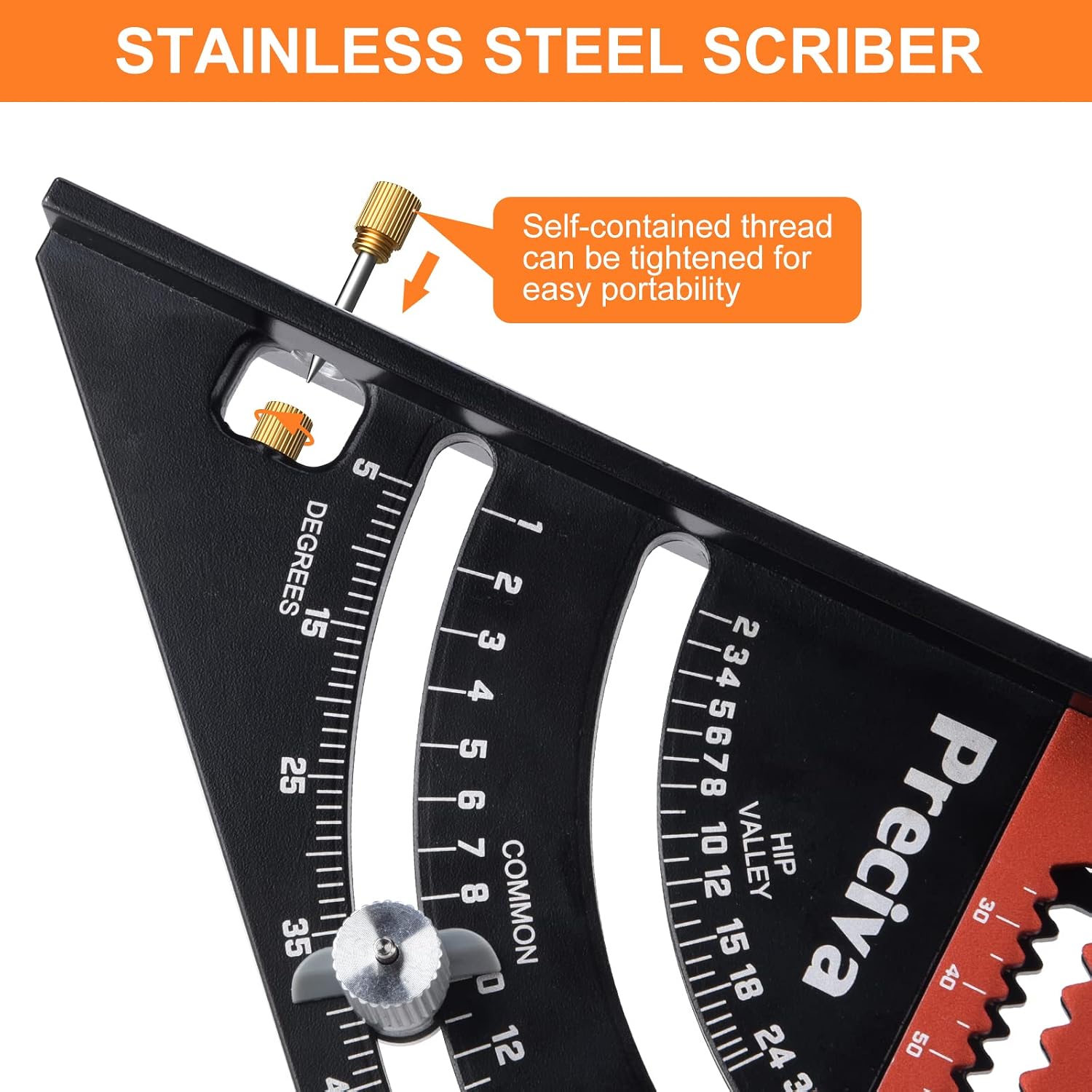 Folding Triangle Ruler, Preciva 6 Inch Carpenter Square Layout Tool with Adjustable Positioning Magnet Extendable Multi-Angle Measuring Tool for Carpentry Construction and Woodworking