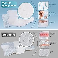 Vista 7 de DONAMA - Almohada cervical para cuello y hombros, diseño de espuma viscoelástica contorneado, soporte ergonómico para dormir de lado, espalda o boca