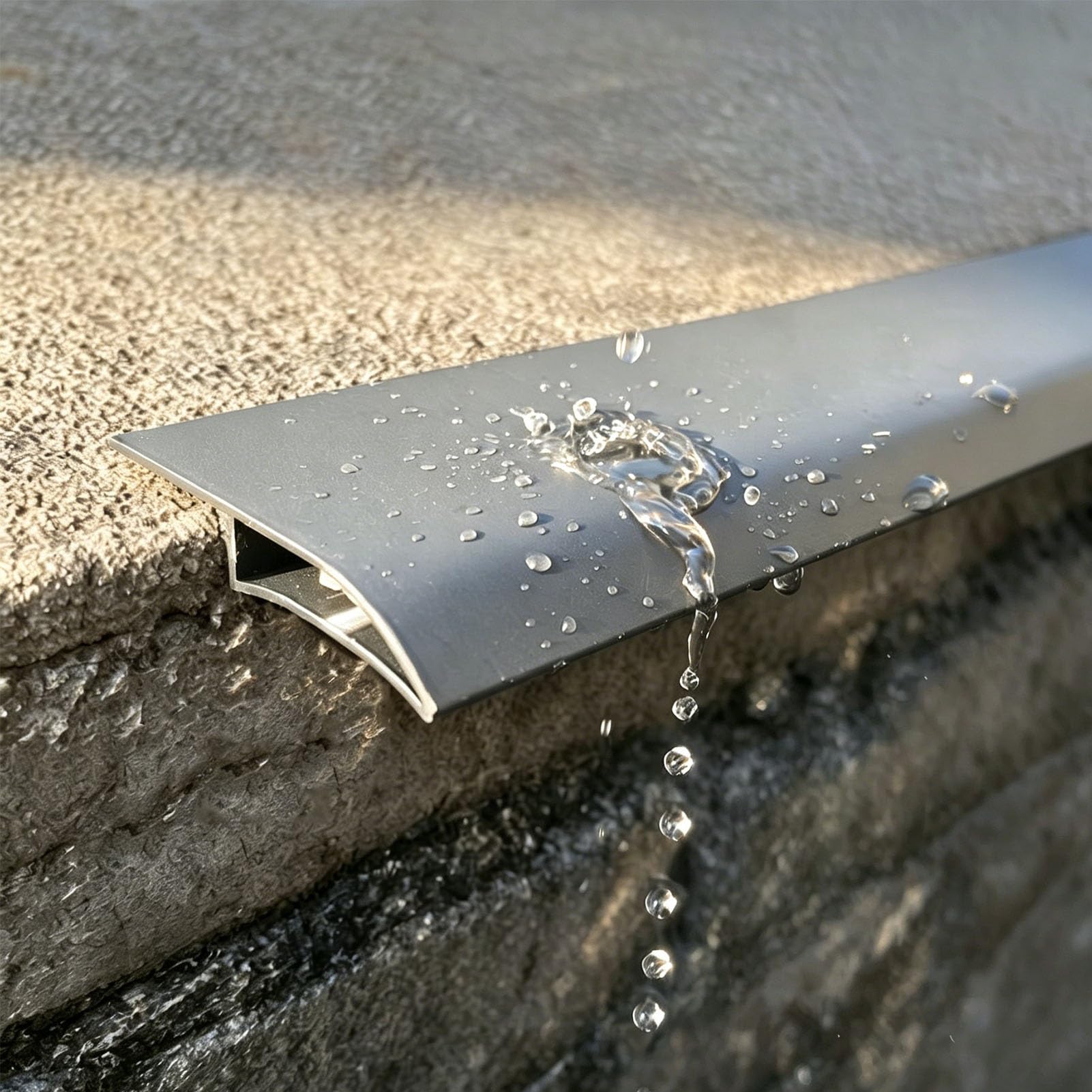 Patio Aluminum Rain Drip Guard Strip, Exterior Window Rainwater Barrier Gutters, Anti-Runoff Eave Drip Edge Diverter Trim, Protect Walls from Moisture(49.3mm (2"),1m (3ft))