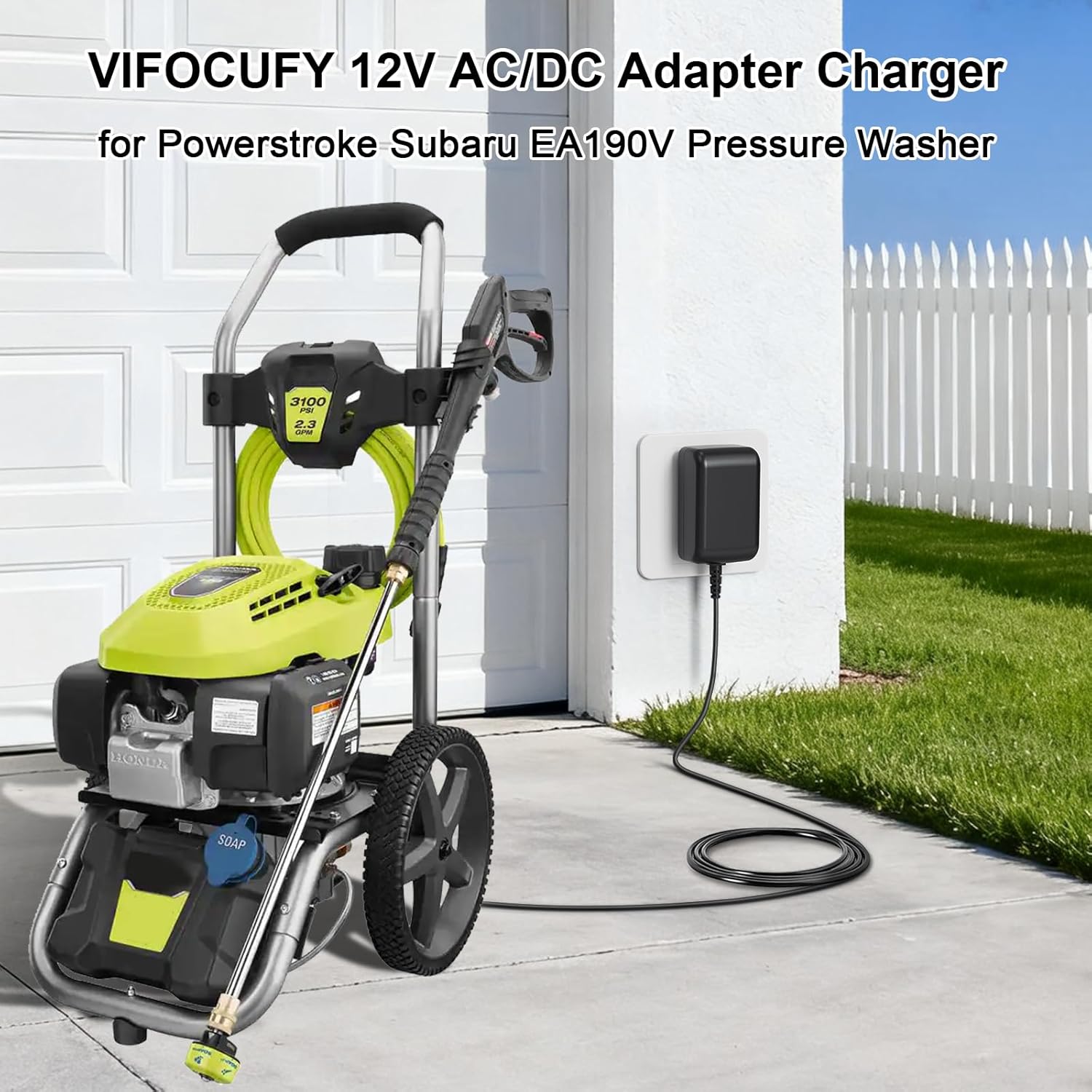 12V AC Adapter Charger for Powerstroke Subaru EA190V Pressure Washer 3100 psi PS803155E PS8C310E PS80555E 3200 PS906811P-H GX390 6800 8500 PS8C312E Power Generator RY803100 3000 RYOBI