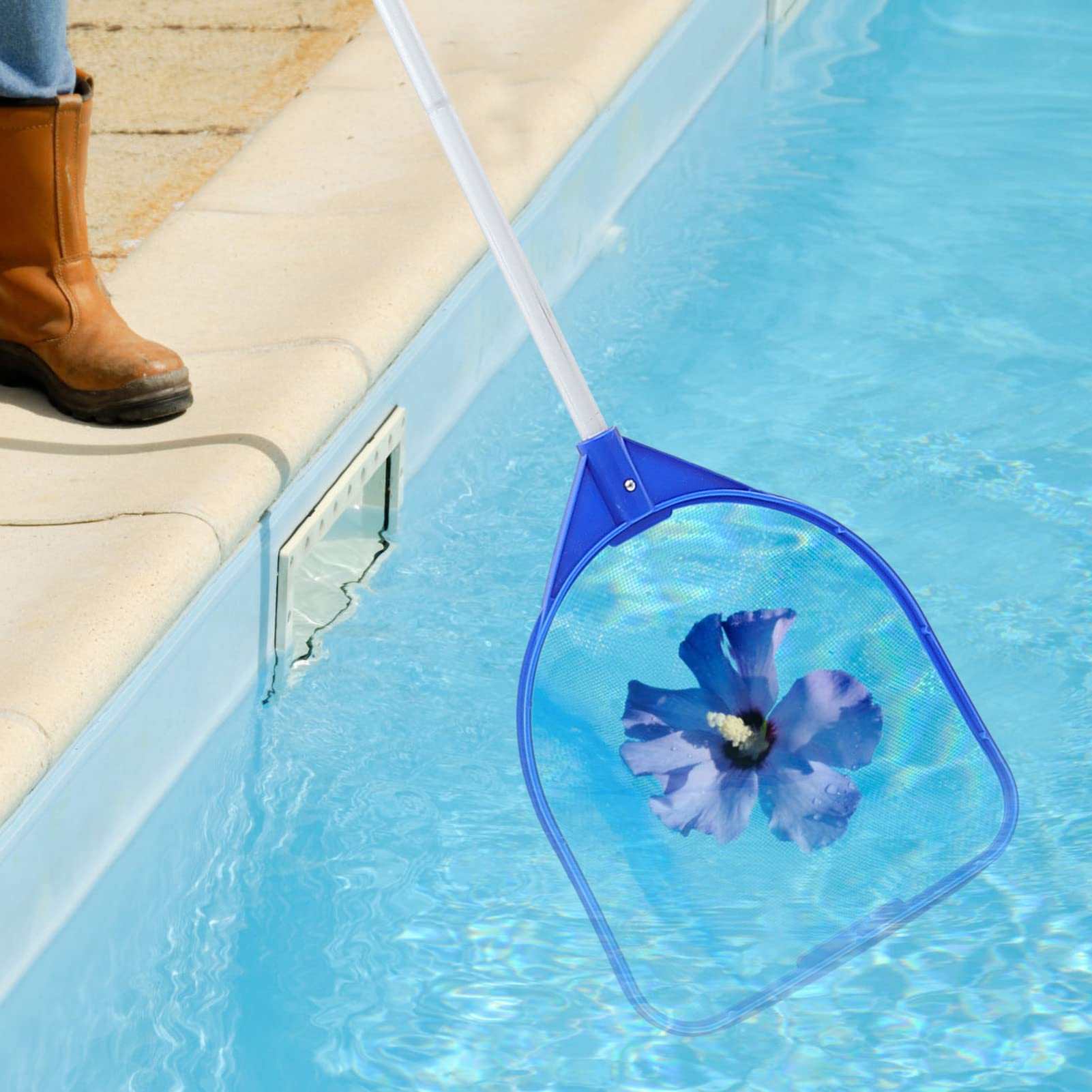 Sosoport 2 Piezas Red De Limpieza De Piscinas Cesta Flotadores De Piscina Inflables De Piscina Bañera Limpiador De Piscinas Nadar SPA Fuente De La Piscina Cosas De Piscina El Plastico Blue