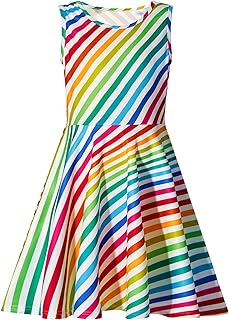 Girls Sleeveless Dress Round Neck Floral Printed Sundress for Casual Home Party Beach 4-12 Years - Buy now