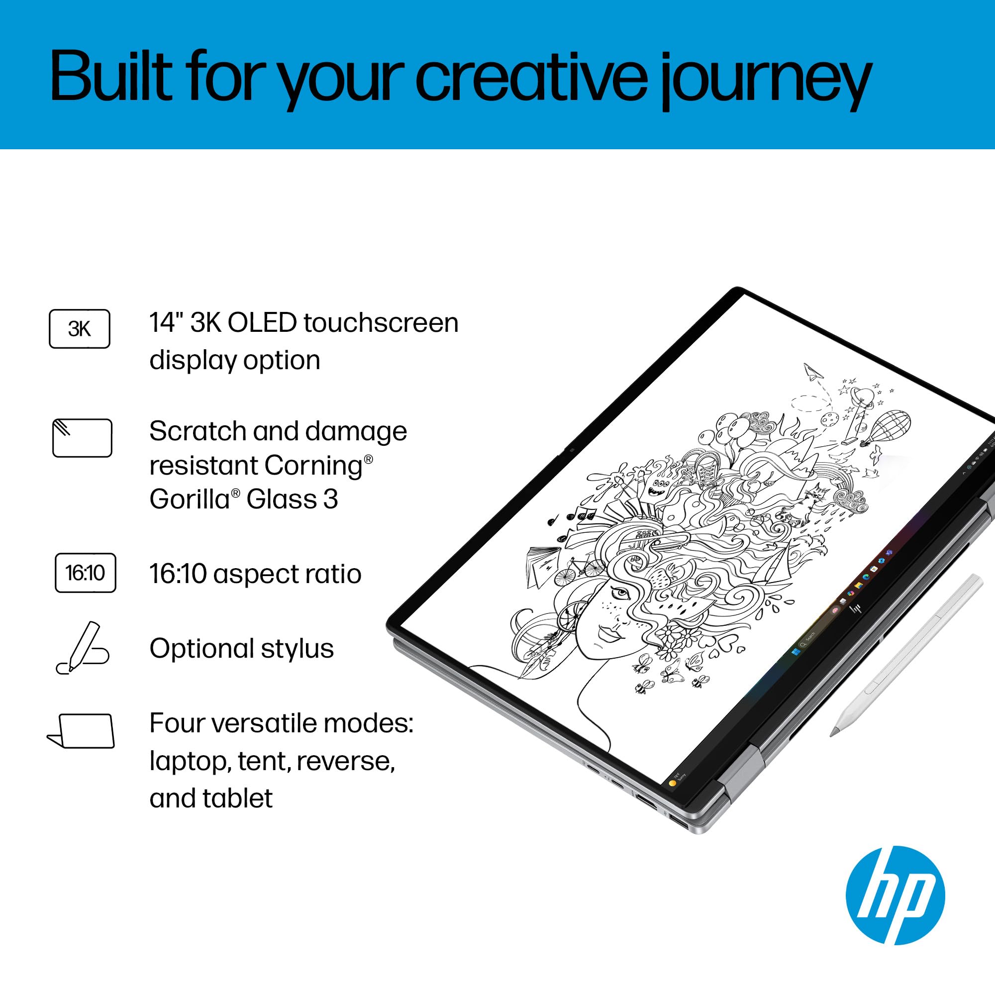 HP OmniBook X Flip NGAI 14" Laptop | CoPilot+ PC | Intel® Core™ Ultra 5-226V Processor | 16GB RAM | 512GB SSD | Intel® Arc™ 130V | 2K IPS Touchscreen | Up to 22.75Hr Battery | Windows 11 | 14-fm0005sa — view 9