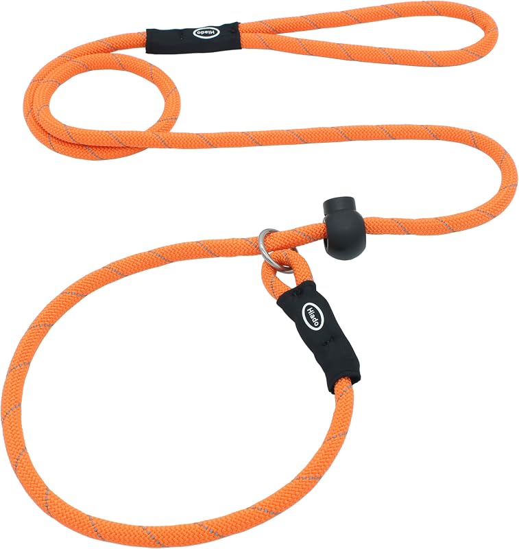 Guia de Adestramento para Cães Slip Lead em Corda com Stopper Refletivo Orange 2,13 m Hiado