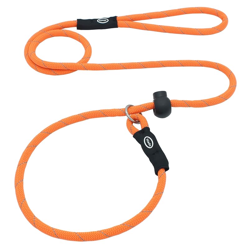 Guia de adestramento para cães com corda refletiva e stopper ajustável Hiado, laranja, 1,22 m