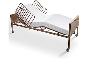 Home Care Full Electric Hospital Bed Adjustable Height with Foam Mattress & Half Rails 36"x80"