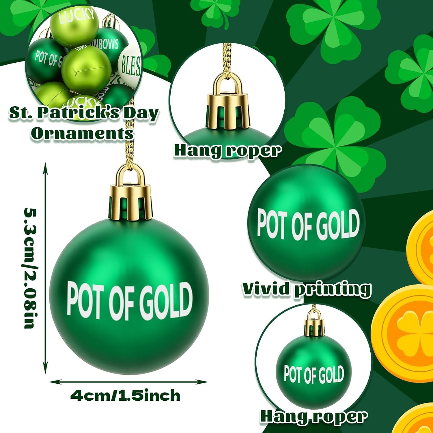 JULMELON 24 Pcs St. Patrick’s Day Hanging Ornaments for Tree Decorations image 2
