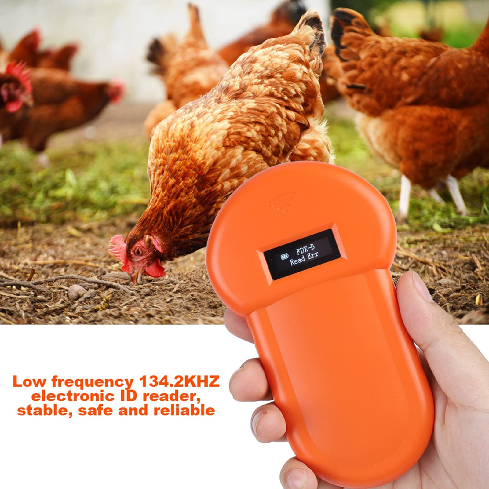 Dpofirs Scanner de Puce Pet, Lecteur de Micropuce, Lecteur d'animal de Puce D'identification ISO LCD 134,2 KHz RFID Chien Micropuce Scanner Portable pour Animaux de Compagnie pour Chats