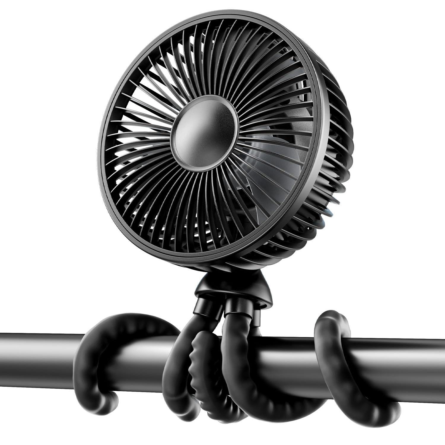 gaiatop Oscillating Baby Stroller Fan, LED Night Light 4 Speeds Rechargeable 360° Rotate Clip On, Battery Operated Small Portable Cooling Fans for Car Seat Crib Treadmill Travel