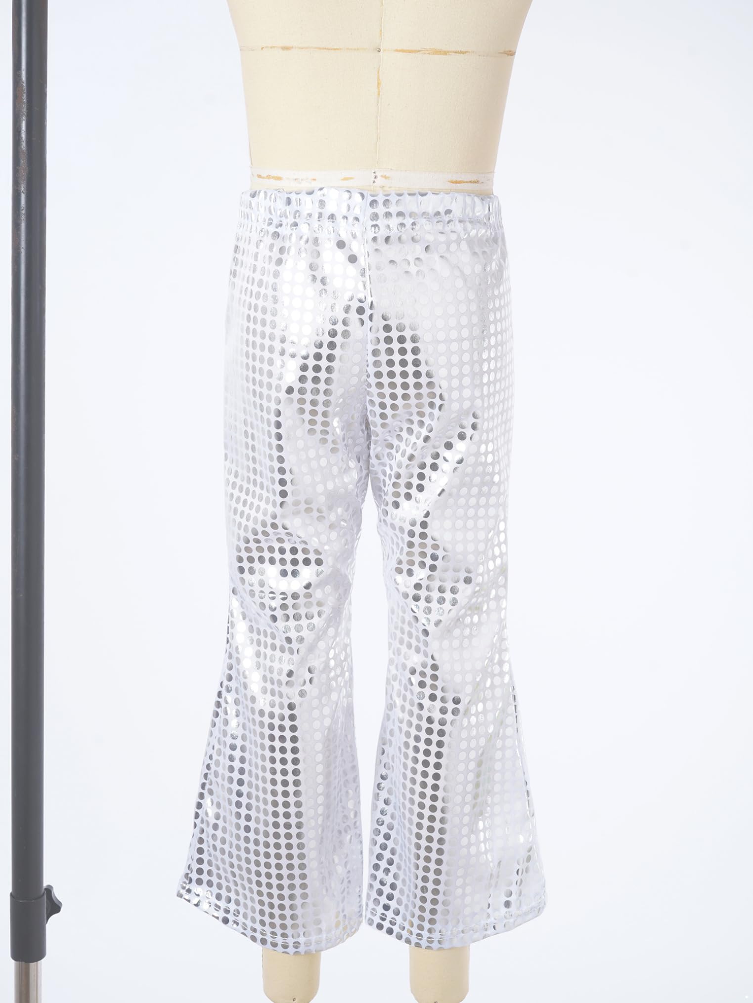 Freebily Pantalones Acampanados De Lentejuelas para Niños con Cintura Elástica Pantalones De Baile Moderno Latino Hiphop para Fiesta Actuación