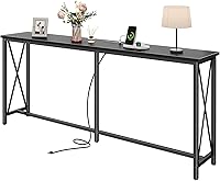 Vista 1 de SUPERJARE 70 Inch Console Table with Outlets and USB-C Port, Extra Long Behind Couch Sofa Table with X-Shaped Design, Narrow for Entryway, Living
